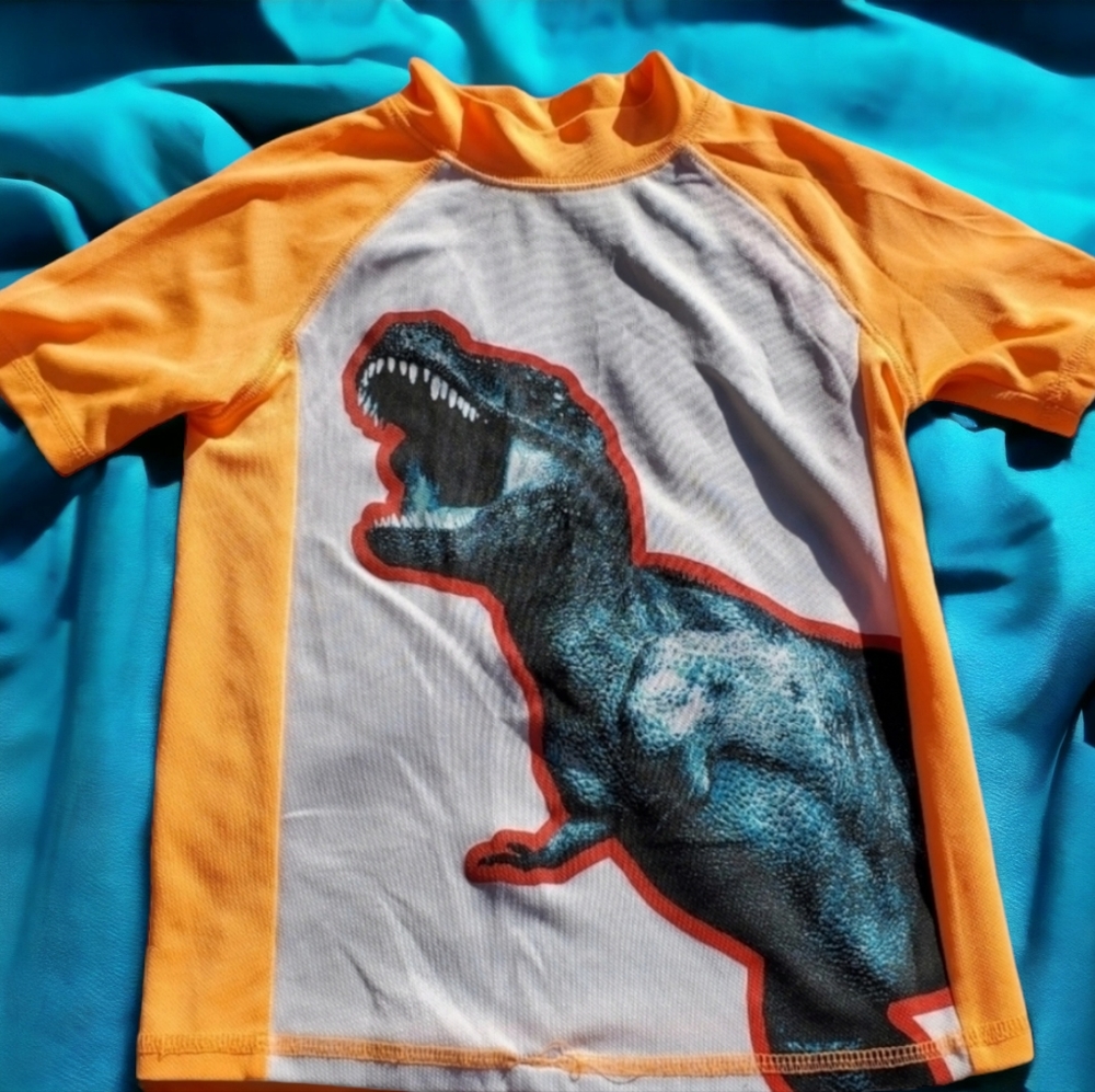 Jumping Beans Dinosaur Rashguard sz XL (7X) orange